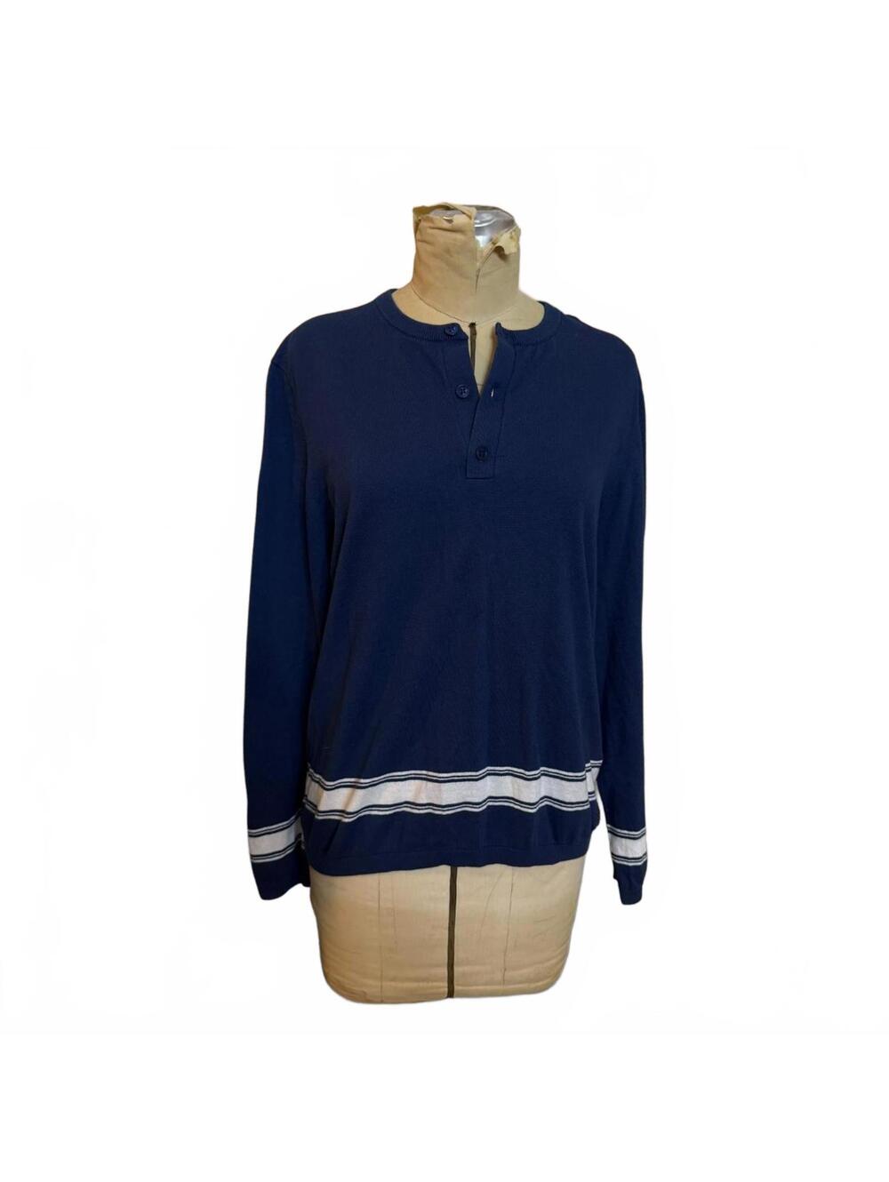 Ron Dorff Navy Blue Long Sleeve Pullover Sweater